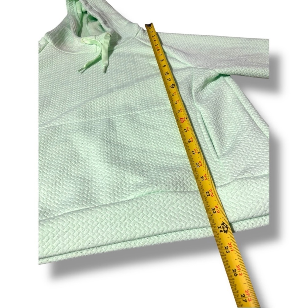 Lively Mint Green Quilted Long Sleeve Lightweight Front Pocket Hooded Sweatshirt - Picture 9 of 15